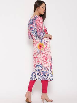 Shree Women Fushia & Blue Rayon Embellished Kurta 4
