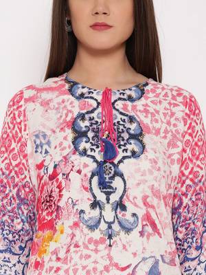 Shree Women Fushia & Blue Rayon Embellished Kurta 5