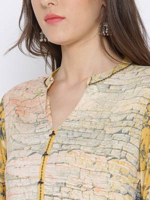 Shree Women Yellow Rayon Printed Kurta 5