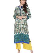 Shree Women Blue Rayon Floral Printed Kurta