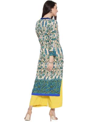 Shree Women Blue Rayon Floral Printed Kurta 2