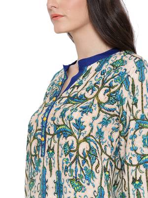 Shree Women Blue Rayon Floral Printed Kurta 4
