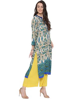Shree Women Blue Rayon Floral Printed Kurta 5