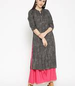 Shree Women Black Rayon Dots Print Kurta