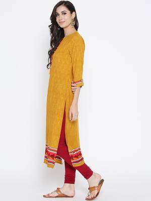Shree Women Yellow Rayon Printed  Kurta 3