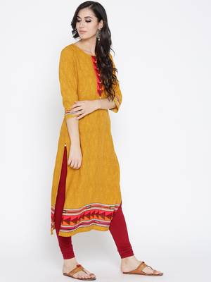Shree Women Yellow Rayon Printed  Kurta 4