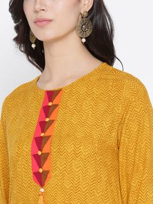 Shree Women Yellow Rayon Printed  Kurta 5
