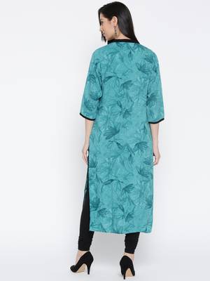 Shree Women Teal Liva Floral Printed Kurta 2