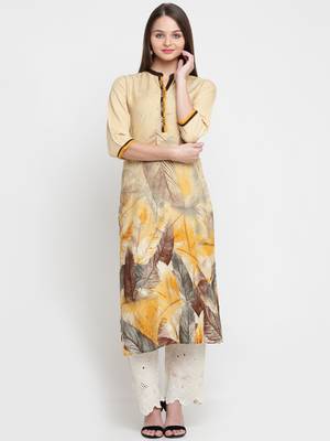 Shree Women Mustard Liva Printed Kurta 1