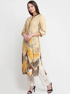 Shree Women Mustard Liva Printed Kurta 3
