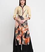 Shree Women Orange Liva Printed Kurta