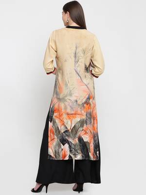 Shree Women Orange Liva Printed Kurta 2
