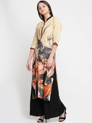 Shree Women Orange Liva Printed Kurta 3