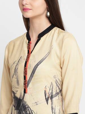 Shree Women Orange Liva Printed Kurta 5