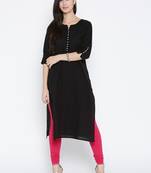 Shree Women Black Cotton Solid Kurta