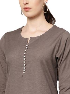 Shree Women Brown Cotton Solid Kurta 5