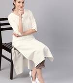 Shree Women White Cotton Solid Kurta
