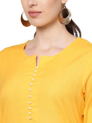Shree Women Yellow Cotton Solid Kurta 5