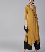 Shree Women Mustard Rayon Solid Kurta