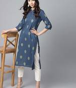 Shree Women Navy Cotton Printed Kurta