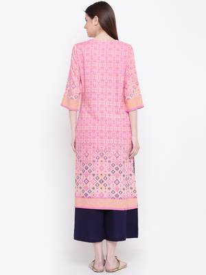 Shree Women Pink Rayon Printed Kurta 1