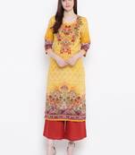 Shree Women Yellow Rayon Printed Kurta