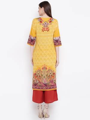 Shree Women Yellow Rayon Printed Kurta 2
