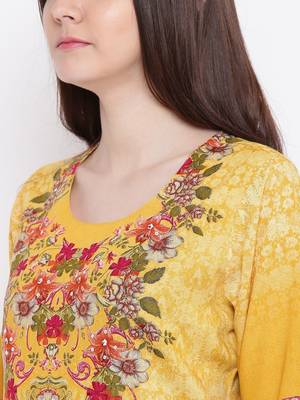 Shree Women Yellow Rayon Printed Kurta 5