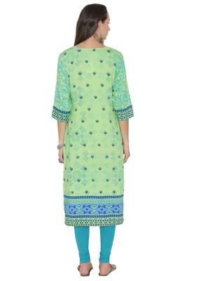 Shree Women L.Green Rayon Printed Kurta 2