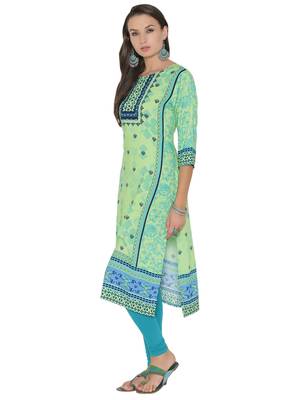 Shree Women L.Green Rayon Printed Kurta 3