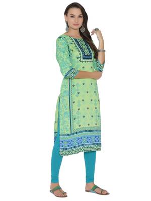 Shree Women L.Green Rayon Printed Kurta 4