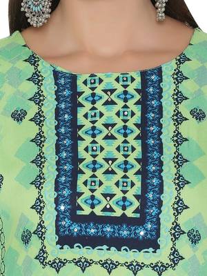 Shree Women L.Green Rayon Printed Kurta 5