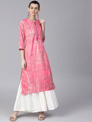 Shree Women Pink Rayon Printed Kurta 1