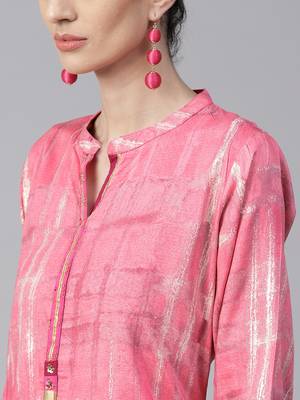 Shree Women Pink Rayon Printed Kurta 5