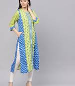 Shree Women Green & Blue Rayon Printed Kurta