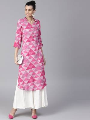 Shree Women Pink Rayon Printed Kurta 1