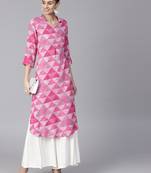 Shree Women Pink Rayon Printed Kurta