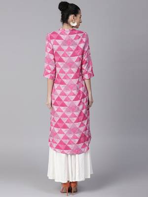 Shree Women Pink Rayon Printed Kurta 2