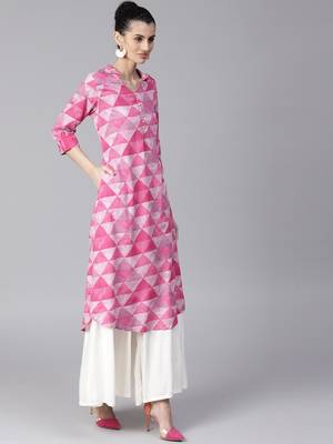 Shree Women Pink Rayon Printed Kurta 3