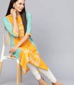 Shree Women Yellow Rayon Printed Kurta