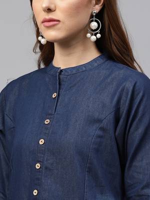 Shree Women Blue Cotton Solid Kurta 5