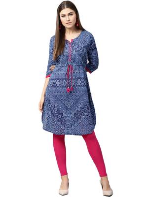 Shree Women Blue Cotton Printed Kurta 1