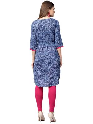 Shree Women Blue Cotton Printed Kurta 2
