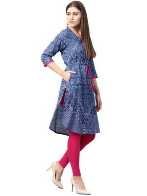 Shree Women Blue Cotton Printed Kurta 3
