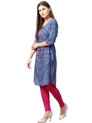 Shree Women Blue Cotton Printed Kurta 4