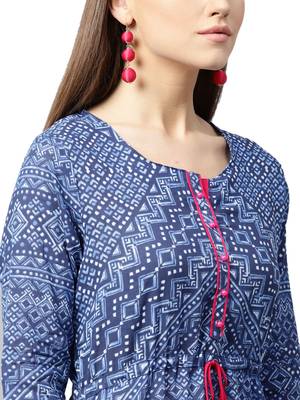 Shree Women Blue Cotton Printed Kurta 5