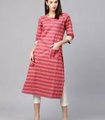 Shree Women Red & Beige Cotton Printed Kurta