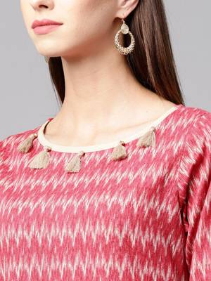 Shree Women Red & Beige Cotton Printed Kurta 5