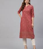 Shree Women Red Poly Viscose Printed Kurta