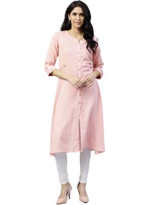 Shree Women Baby Pink Rayon Printed Kurta 1